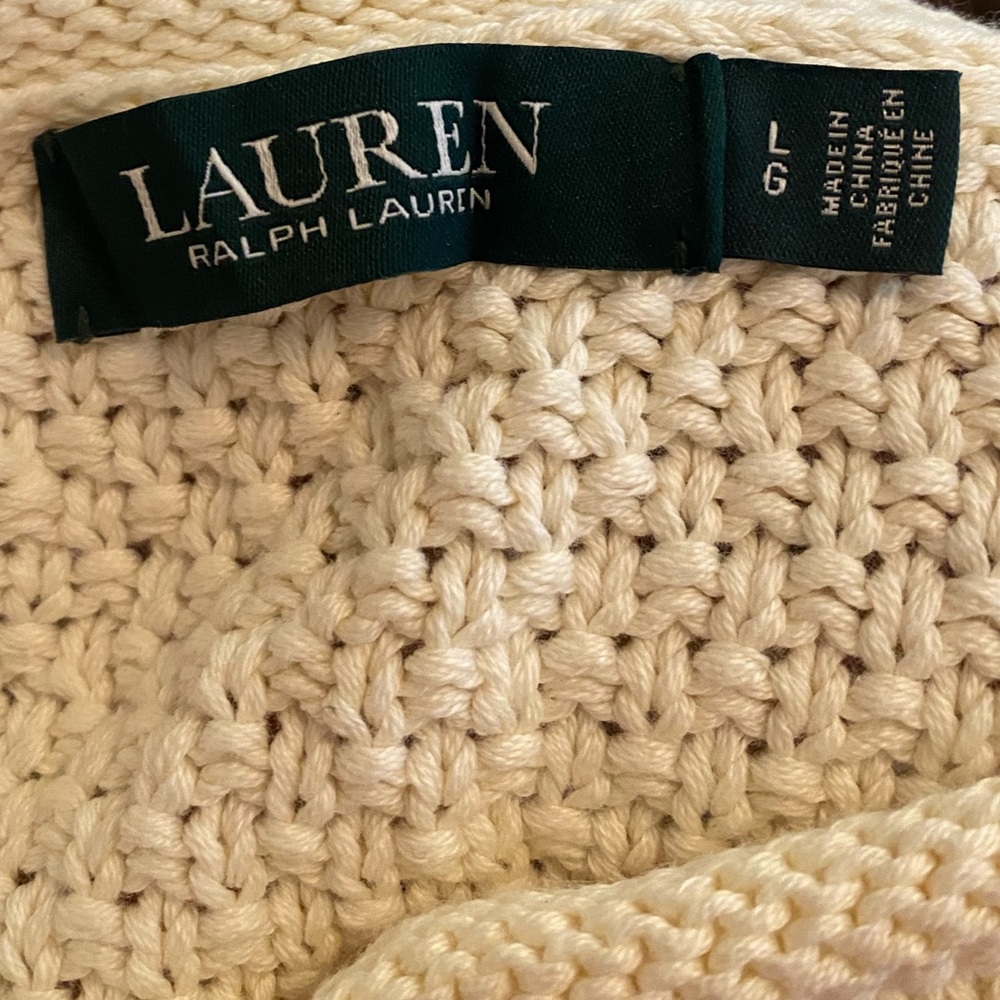 NWOT Lauren Ralph Lauren Long Sleeves Crew Neck Open Knit Sweater Size Large. - Picture 5 of 10